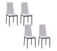 HOMCOM Pack de 4 Sillas de Comedor Modernas, Sillas de Cocina Tapizadas en Lino Sintético con Respaldo Alto y Patas de Metal, para Salón, Blanco