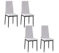 HOMCOM Set de 4 Sillas de Comedor Elegantes Tapizadas en Lino Patas de Metal para Cocina Dormitorio Blanco 41x50x97 cm Aosom España