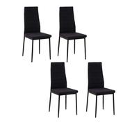 HOMCOM Set de 4 Sillas de Comedor Contemporáneas Tapizadas en Lino Patas de Metal para Cocina Dormitorio Negro 41x50x97 cm Aosom España