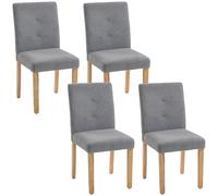 HOMCOM Pack de 4 Sillas de Comedor Respaldo Alto Tapizadas en Pana Asiento Acolchado Patas de Madera para Salón Gris