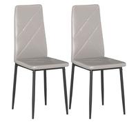 HOMCOM Pack de 4 Sillas de Comedor, Sillas de Cocina Modernas, Tapizadas de Cuero Sintética, Respaldo Alto, Asiento Acolchado, Patas de Acero, Gris