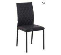 Homcom pack de 4 sillas de comedor, sillas de cocinas modernas, respaldo alto con costuras decorativas de diamantes, tapizadas en cuero sintético, patas de acero, carga 120 kg, negro