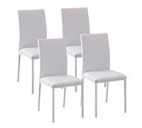 HOMCOM Set de 4 Sillas de Comedor Modernas Tapizadas en Polipiel Patas de Metal para Cocina Dormitorio Blanco 41x50x91 cm Aosom España
