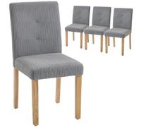 HOMCOM Pack de 4 Sillas de Comedor, Sillas de Cocinas Modernas, Respaldo Alto, Tapizadas en Pana, Asiento Acolchado, Patas de Madera, para Salón, Gris