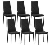 HOMCOM Pack de 6 Sillas de Comedor Respaldo Alto Asiento Acolchado Negro