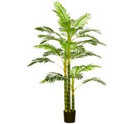 HOMCOM Palmera Areca Artificial 190cm Árbol Artificial con 30 Hojas Decoración de Interior y Exterior Ø19,5x190 cm Verde Aosom España