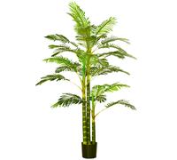 HOMCOM Palmera Areca Artificial 190cm Árbol Artificial con 30 Hojas Decoración de Interior y Exterior Ø19,5x190 cm Verde Aosom España