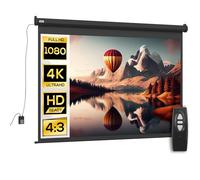 HOMCOM Pantalla de Proyección 100 Pulgadas 4:3 Formato Ajustable con Mando a Distancia, Pantalla de Proyección Compacta, 203x152cm, Negro