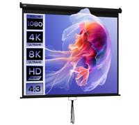 HOMCOM Pantalla de proyección 304,8 cm 4:3 HD 4K, carcasa metálica, pantalla altura ajustable manualmente, 244x183cm, negro