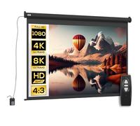 HOMCOM Pantalla de proyección 84" 171 x 130 cm 4:3 HD 4K Pantalla de proyección eléctrica con mando a distancia Pantalla de motor para cine en casa o presentaciones Negro