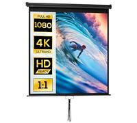 HOMCOM Pantalla de proyección de 152 x 152 cm 85 pulgadas 1:1 HD 4K pantalla de proyección para cine en casa, presentaciones de oficina