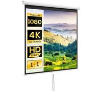 HOMCOM pantalla de proyector 152 x 152 cm 85 pulgadas 1:1 HD 4K pantalla de proyección pantalla enrollable para cine en casa oficina presentaciones