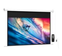 HOMCOM Pantalla de Proyector 293x193 cm 16:9 Hd 4K Pantalla de Proyección Eléctrica con Mando a Distancia Blanco Aosom España