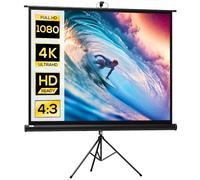 HOMCOM Pantalla de proyector con trípode 84in 4:3 Portátil Negro