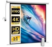 HOMCOM - Pantalla de proyector de 85 pulgadas, 1:1 4K HD pantalla de proyección motorizada y eléctrica, pantalla de proyección de TV y cine en casa, montaje en pared o techo, panel de control y mando