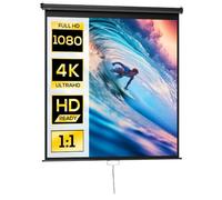 HOMCOM Pantalla de proyector de Rodillo 178x178cm 99in 1:1 Negro