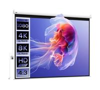 HOMCOM Pantalla de Proyector Eléctrica 120 Pulgadas Pantalla de Proyección Portátil Formato 4:3 con Mando a Distancia Tela de Proyección para Interior y Exterior Eventos Deportivos 244x183 cm Blanco