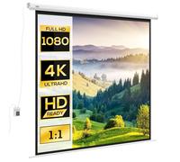HOMCOM Pantalla de proyector eléctrica 172x172cm 1:1 Metal Blanco