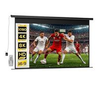 HOMCOM Pantalla de proyector eléctrica 266x149cm 16:9 Metálica Negra