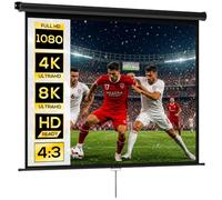 HOMCOM Pantalla de proyector Enrollable 171x128cm 84" 4:3 HD 4K