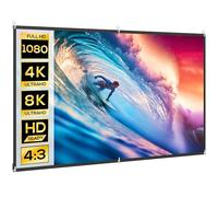 HOMCOM Pantalla de Proyector Manual 100 Pulgadas, Pantalla de Proyección, Formato 16:9, HD 4K/8K, Tela Lavable, para Interior y Exterior, Cine en Casa, Oficina, Patio, Blanco