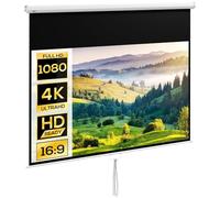HOMCOM Pantalla de Proyector Manual 100 Pulgadas Pantalla de Proyección Portátil Formato 16:9 con Altura Ajustable para Interior y Exterior Cine en Casa Patio 221x124 cm Blanco