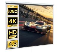 HOMCOM Pantalla de Proyector Manual 120 Pulgadas, Pantalla de Proyección, Formato 4:3/16:9, para Interior y Exterior, Cine en Casa, Oficina, Patio, 244x183 cm, Blanco