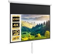 HOMCOM Pantalla de Proyector Manual 80 Pulgadas Pantalla de Proyección Portátil Formato 16:9 con Altura Ajustable para Interior y Exterior Cine en Casa Patio 172x96 cm Blanco