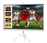 HOMCOM Pantalla de Proyector Manual con Soporte 100 Pulgadas Pantalla de Proyección Portátil Formato 16:9 con Altura Ajustable para Interior y Exterior Eventos Deportivos Cine en Casa 221x124cm Blanco
