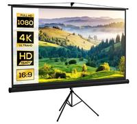 HOMCOM Pantalla de Proyector Manual con Soporte 100 Pulgadas Pantalla de Proyección Portátil Formato 16:9 con Altura Ajustable para Interior y Exterior Cine en Casa Patio 221x124 cm Negro