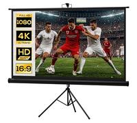 HOMCOM Pantalla de Proyector Manual con Soporte 16:9 84 Pulgadas Negro