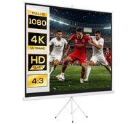 HOMCOM Pantalla de Proyector Manual con Soporte Ajustable 120" 4:3 Blanco | Pantalla de Proyección Portátil, para Interior y Exterior, Eventos Deportivos, Cine en Casa, Patio, 244x183 cm