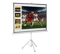 HOMCOM Pantalla de Proyector Manual con Soporte Ajustable 84" 4:3 Blanco | Pantalla de Proyección Portátil, para Interior y Exterior, Eventos Deportivos, Cine en Casa, Patio, 171x131 cm