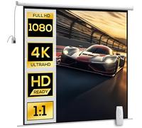 HOMCOM Pantalla de proyector motorizada 1:1 de 120 Pulgadas con Mando a Distancia, Pantalla de proyector Enrollable de plástico y Metal, 236,5x8x236,5 cm, Blanco