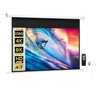 HOMCOM Pantalla de proyector motorizada eléctrica de 84 pulgadas y formato 4K HD 16:9 con mando a distancia, para el hogar, cine, oficina, hogar, exteriores, 212x8x150 cm, blanco