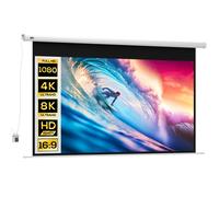 HOMCOM Pantalla para Proyector 254 cm 16:9 Motorizada con Mando a Distancia, 251x8x168 cm, Blanco