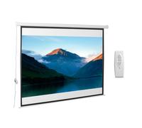 HOMCOM Pantalla para Proyector Eléctrica Portátil Universal Motorizada 100" 4:3 Control Remoto Colgada de Pared 203x152 cm Blanco Aosom España
