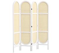 HOMCOM Pantalla Plegable Madera Interior 4 Paneles 170x160cm Blanco | Separador portátil, patrón tejido a mano, tabique para salón, dormitorio, hogar
