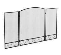 HOMCOM Pantalla protectora para chimenea, protector anti-chispas plegable de 3 piezas en metal para salón y dormitorio, 123 x 70 cm, Negro