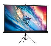 HOMCOM Pantalla Proyector con Soporte Portátil 100 Pulgadas 16:9 Altura Ajustable 221x124 cm para Presentaciones Negro Aosom España