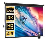 HOMCOM Pantalla Proyectora 120 pulgadas Formato 4:3 Ajustable con Mando a Distancia, Pantalla de Proyección Compacta, 244x183cm, Negro