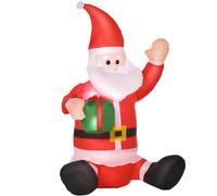 HOMCOM Papá Noel Hinchable 1.2m Santa Claus Inflable con Regalo Decoración Navidad Iluminación LED con Ventilador Apto Interior Exterior