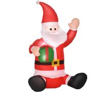 Homcom papá noel hinchable 1.2m santa claus inflable con regalo decoración navidad iluminación led con inflador apto interior exterior
