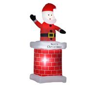 HOMCOM Papá Noel Hinchable con Chimenea Navidad Hinchable con 2 Luces LED e Inflador Eléctrico 80x70x210 cm Multicolor Aosom España
