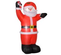 HOMCOM Papá Noel Inflable 240 cm con Luces LED, Hinchable Multicolor | Papá Noel Hinchable con Bastón, Inflador Eléctrico, Decoración Navideña Interior y Exterior