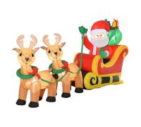 HOMCOM Papá Noel Inflable con Trineo y Renos con Luces LED Decoración de Navidad para Exterior con Inflador 240x57x112 cm Multicolor Aosom España