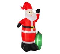 HOMCOM Papá Noel Inflable con Saco de Regalos Santa Claus Hinchable con Luces e Inflador148x85x240 cm Multicolor Aosom España