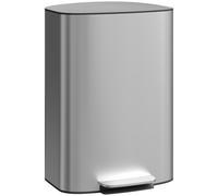 HOMCOM Papelera 50 L - Pedal, cubo interior extraíble, cierre suave, gris