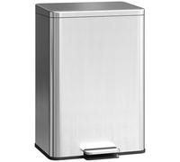 HOMCOM - Papelera de cocina (20 L, con pedal, tapa de cierre suave de acero inoxidable, cubo interior extraíble, antihuellas, para cocina, hogar, oficina, plateado