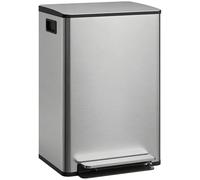 HOMCOM - Papelera de cocina (50 L, cubo interior extraíble, tapa de cierre suave, filtro antiolores, asas, antihuellas, plata